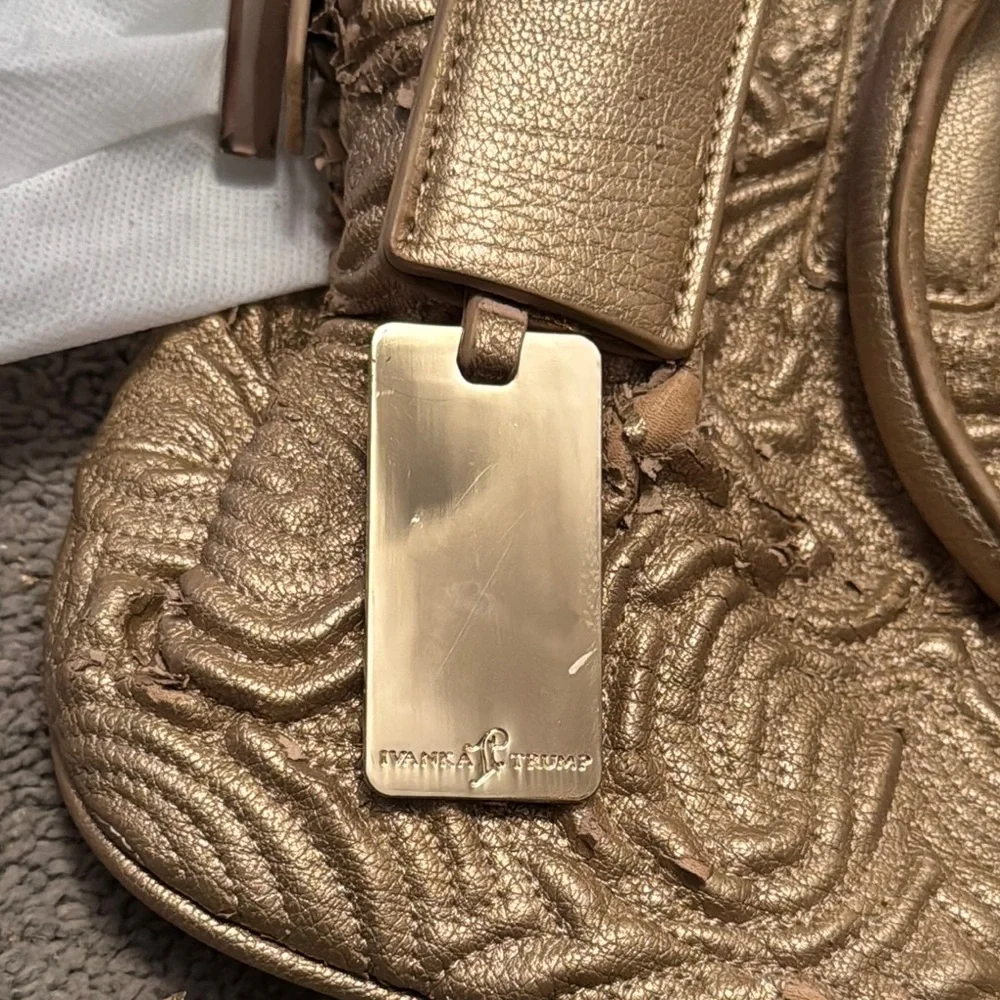 Ivanka Trump Gold Satchel with Artistic Design - Picture 10 of 10